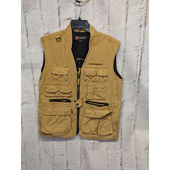 Kakadu Traders Australia 4V15 Sundog Wax Cloth Tactical Safari Vest Men’s Size L - Picture 1 of 8